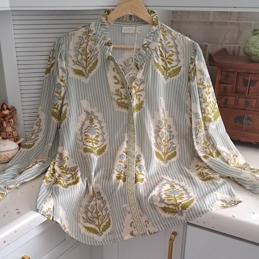 NWT Spartina Floral Striped Women's Top
